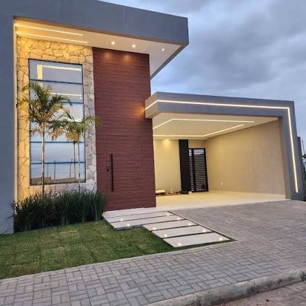 Fachada em ACM e ripado de alumínio — projeto residencial